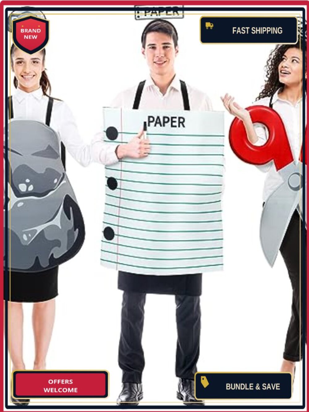 Suhine Rock Paper Scissors Halloween Costume Set Adult 7 Pcs